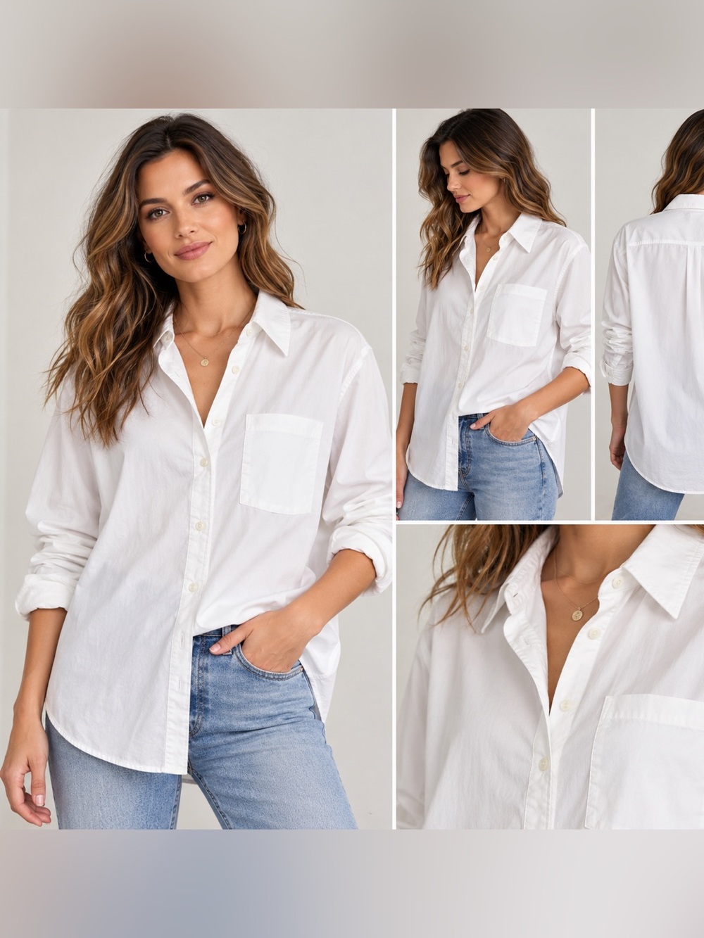 7 For All Mankind White Classic Button-Down Shirt Size XS Minimalist Classic